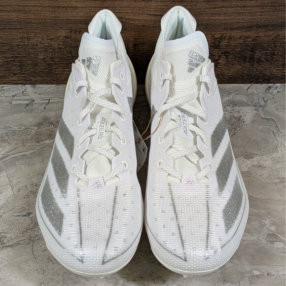 Adidas Adizero Electric Men\'s 11.5 White Metallic Silver Football Cleats IE4374 main image 7